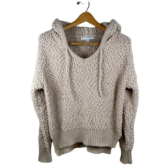 𝅺FAVLUX Women's Popcorn Hoodie Tan Oversized Sweater S - Picture 4 of 12